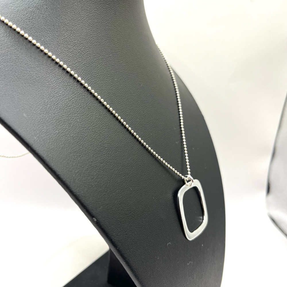 Sterling Silver Modern Geometric Pendant Necklace 925 Minimalist - Picture 4 of 13